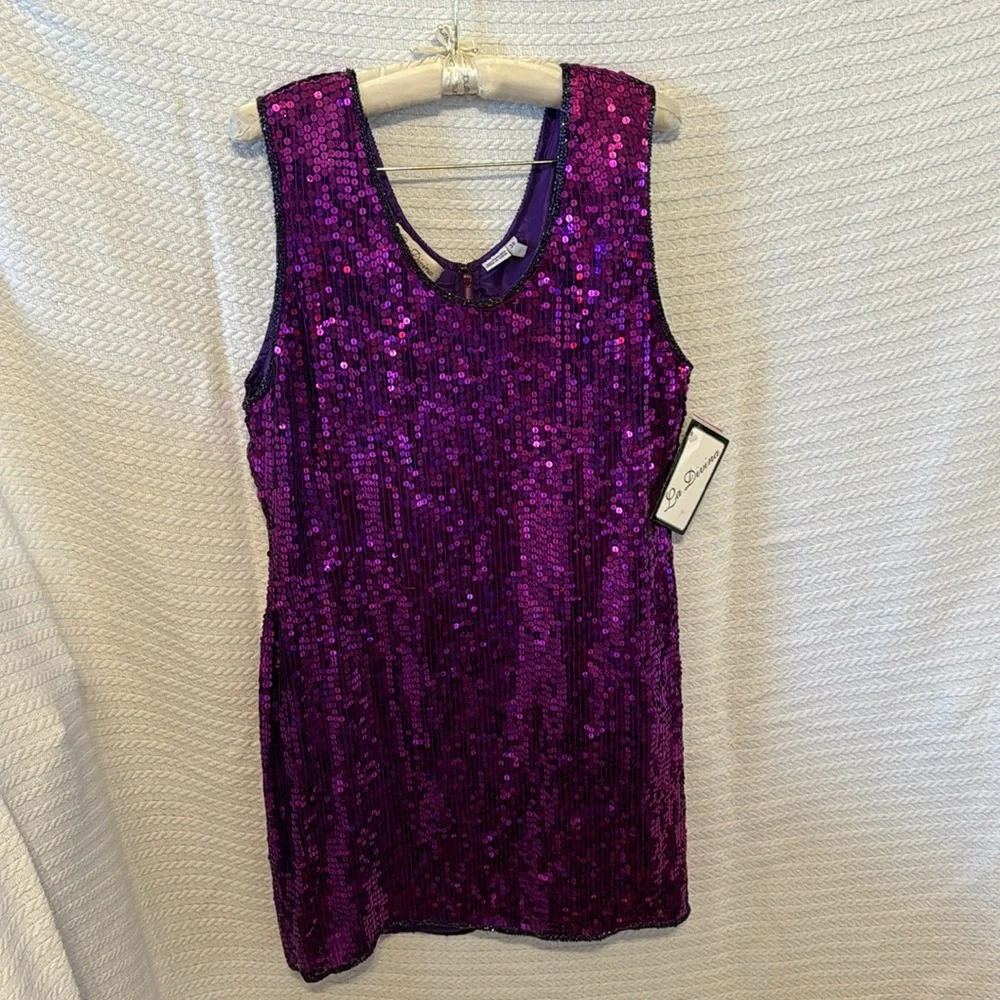 La divina dress purple shimmer sequined dress brand new with tags - Picture 4 of 12